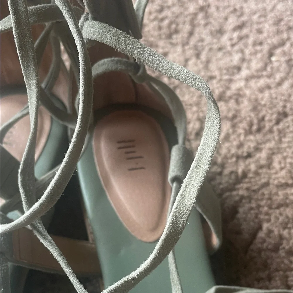 J. Jill Mint Green Lace-Up Suede Sandals